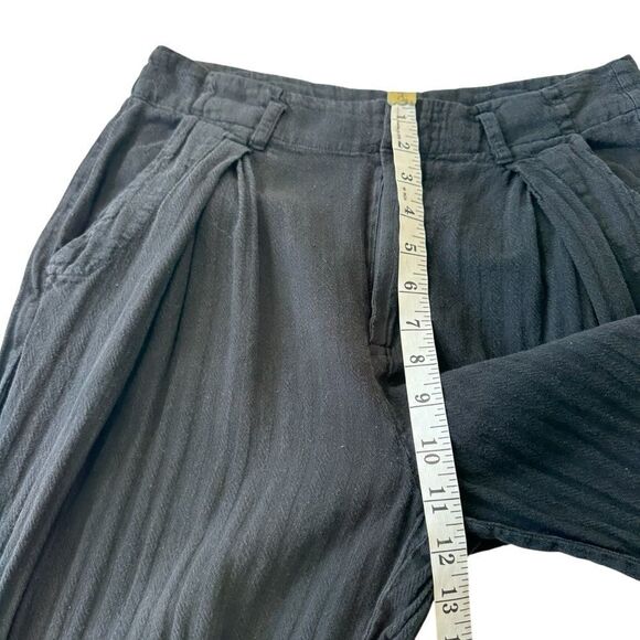 Free People Linen Blend Ribbed Flare Leg Pleated Trouser Pants, S - Picture 6 of 9